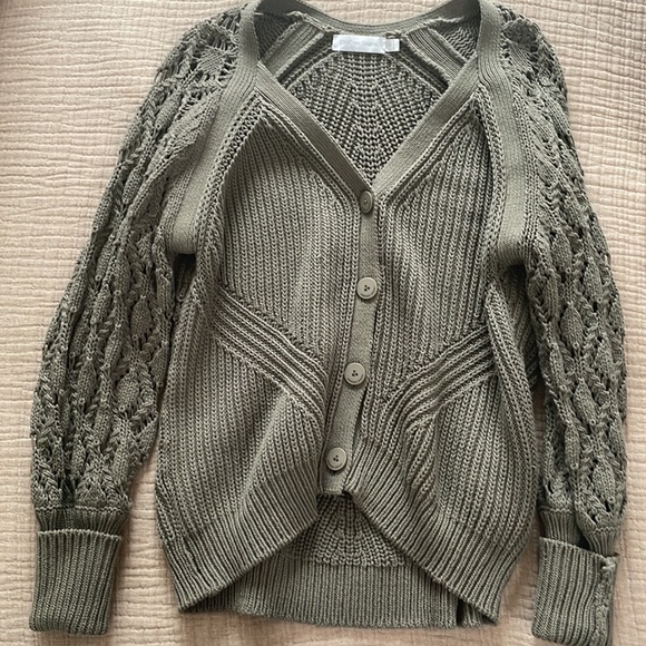 Jonathan Simkhai Adeline Cardigan Sweater Open Knit Button Front Size Small - Picture 6 of 7